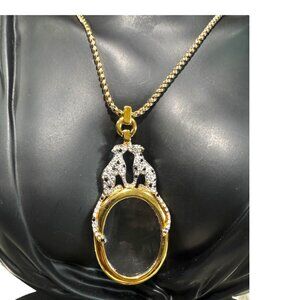 Vintage CAROLEE Duchess of Windsor Panther Lorgnette Magnifying Glass Necklace